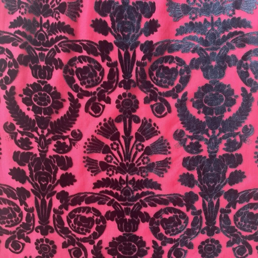 Red Black Womens Damask Dress Size M Velvet Ornate Cocktail Romantic Tapestry - Picture 7 of 15